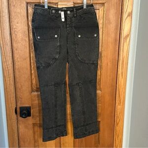 New Free People We The Free Size 2 Black Moto Snap Pants Gunge Distressed Punk